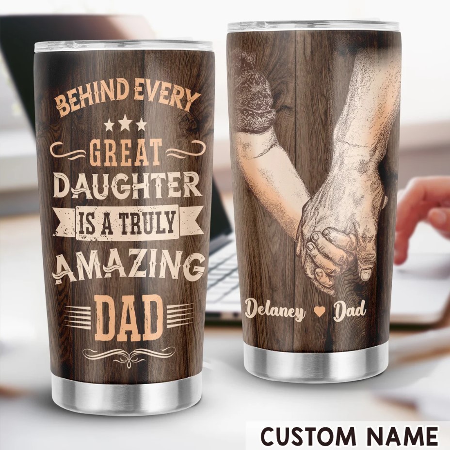 Personalized Amaizing Dad Dad Tumbler With Custom Name Fathers Day Tumbler Dad Gift From Daughter